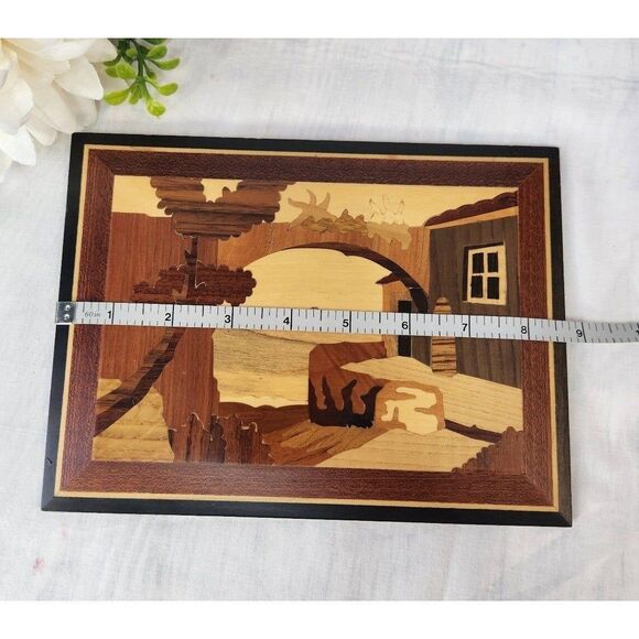 Vintage Italian Villa Archway by the Seaside Wood Inlay Marquetry Handcrafted - Picture 5 of 7